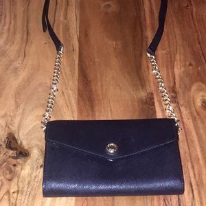 Michael Kors saffiano black wallet on a chain